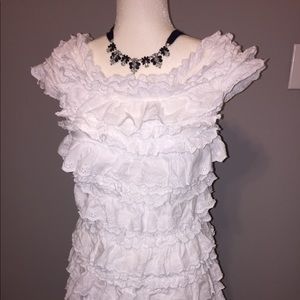 French Connection size 6 white ruffled dress 👗